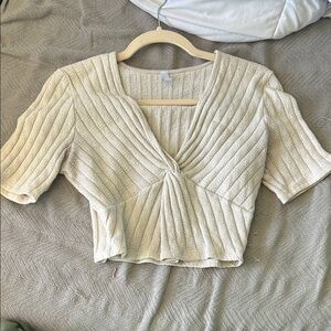 Elegant Cream Knit Women's Top